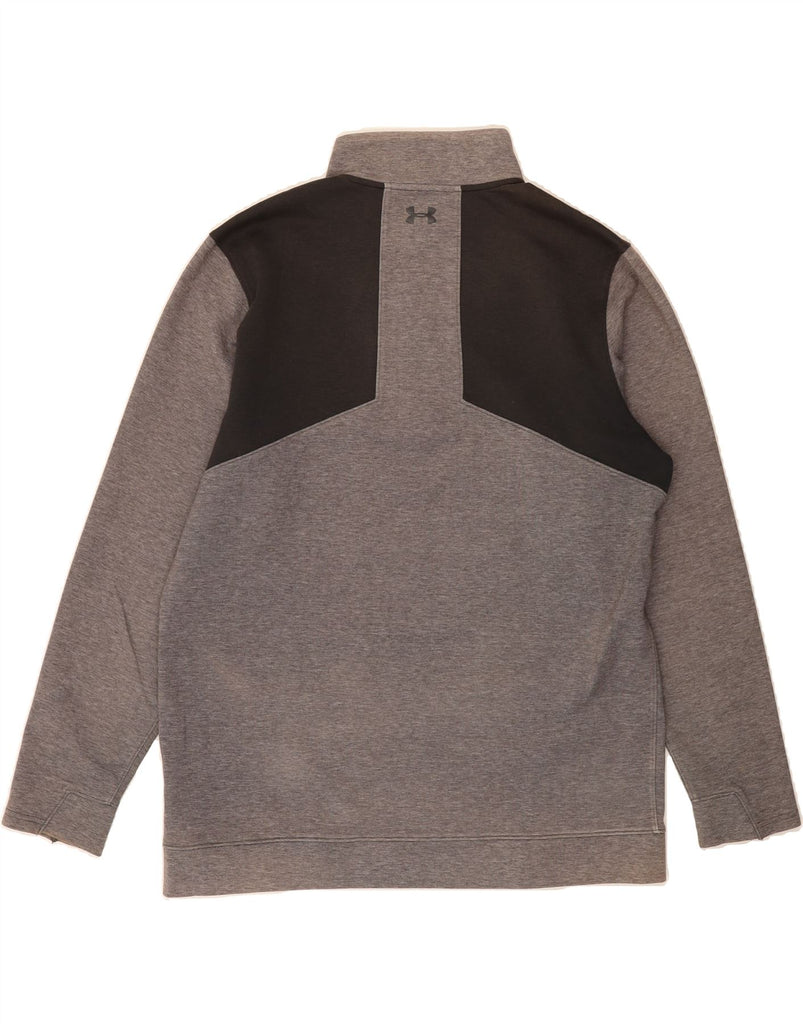 UNDER ARMOUR Mens Zip Neck Sweatshirt Jumper XL Grey Colourblock Polyester Vintage Under Armour and Second-Hand Under Armour from Messina Hembry 