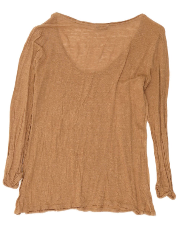 Massimo Dutti Womens Top Long Sleeve UK 14 Large Brown Flecked
