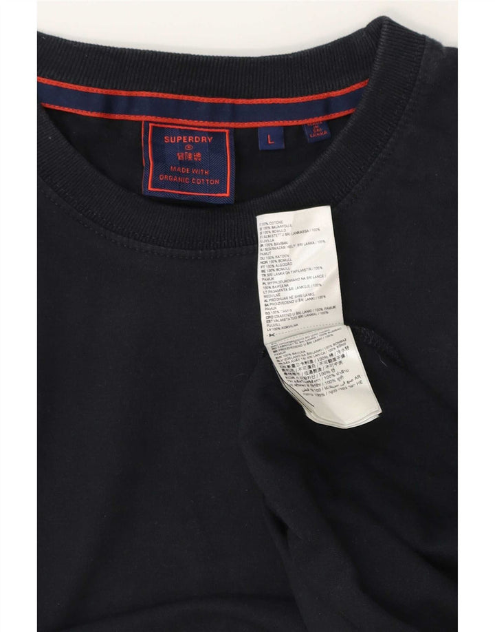 Superdry Mens T-Shirt Top Large Navy Blue Cotton