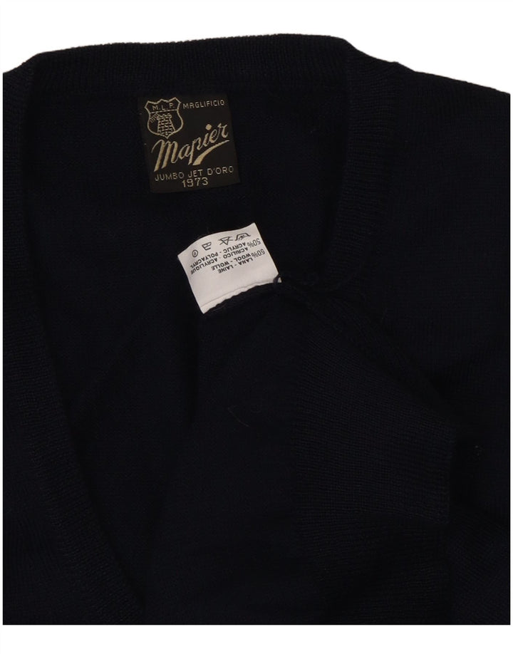 MAPIER Mens Vest Tank Top Medium Navy Blue Wool