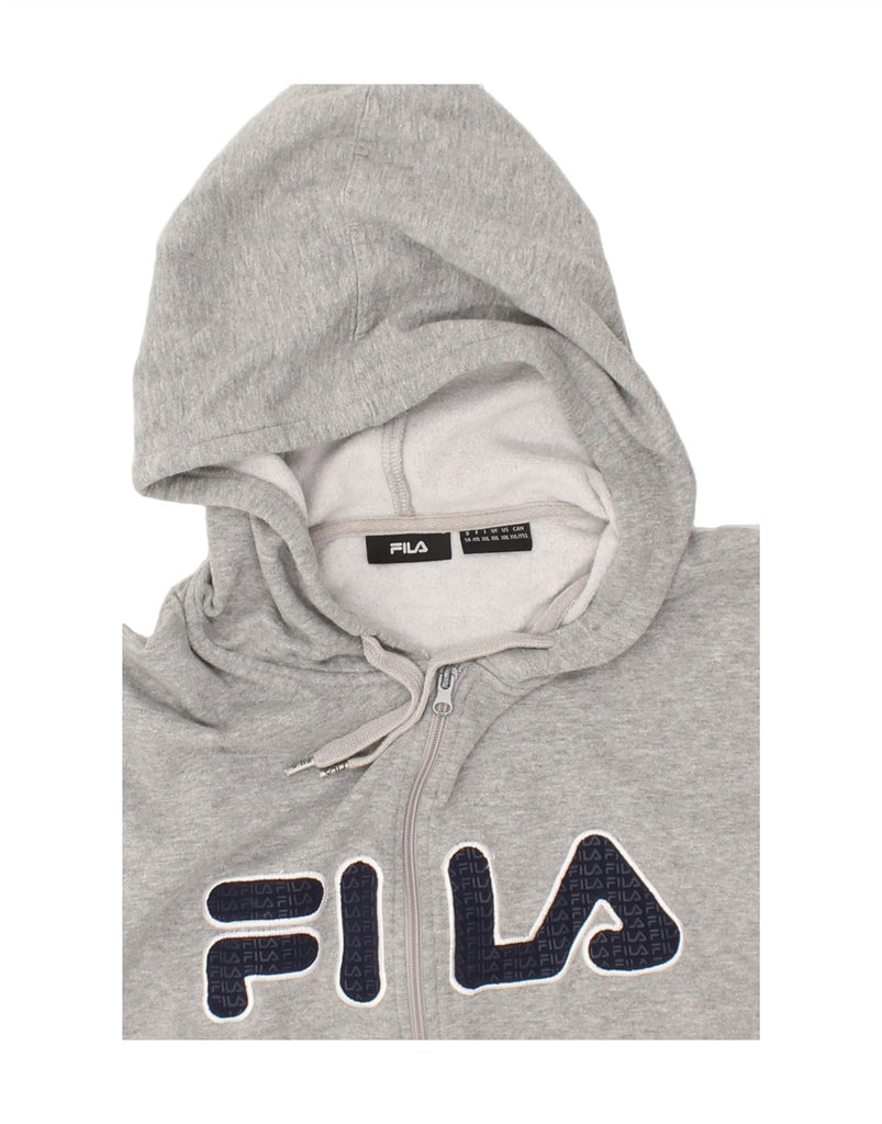 FILA Mens Graphic Zip Hoodie Sweater 2XL Grey Cotton | Vintage Fila | Thrift | Second-Hand Fila | Used Clothing | Messina Hembry 