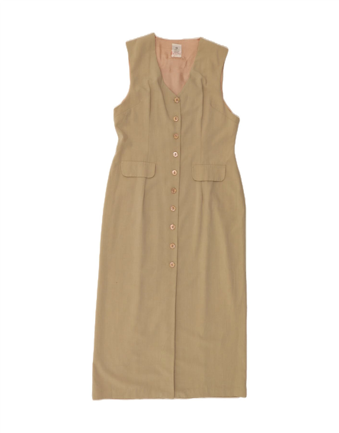 CLOCK HOUSE Womens Sleeveless Shirt Dress IT 42/44 Medium Beige Polyester Vintage CLOCK HOUSE and Second-Hand CLOCK HOUSE from Messina Hembry 