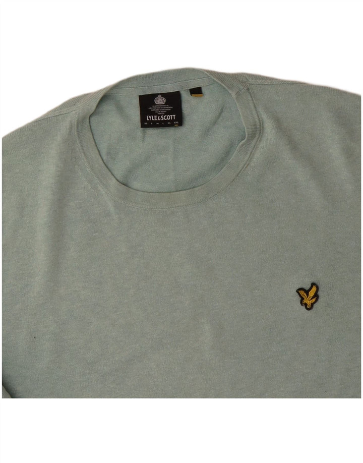 LYLE & SCOTT Mens Crew Neck Jumper Sweater 2XL Green Cotton