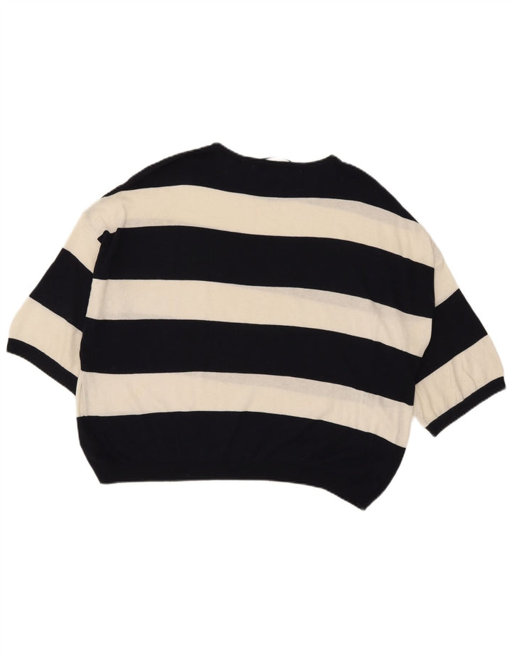 Zara Womens Oversized 1/2 Sleeve Blouse Top UK 12 Medium White Striped