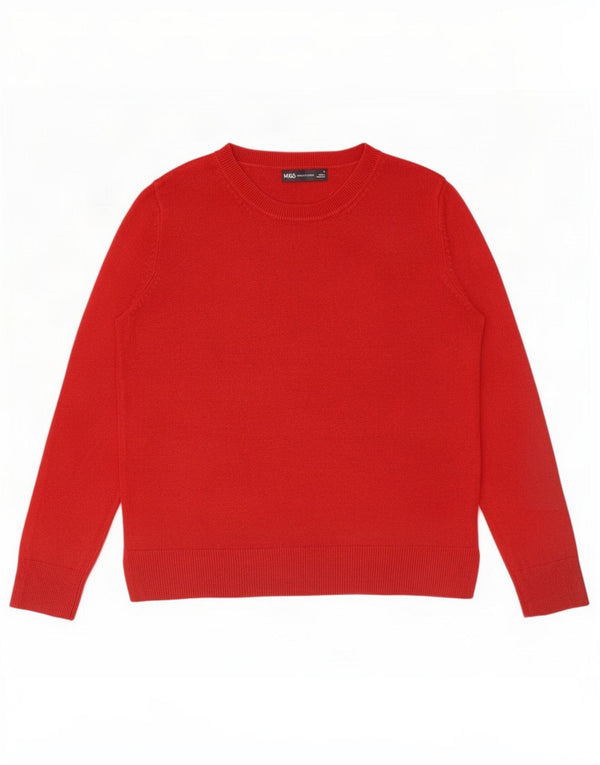 Marks & Spencer Womens Crew Neck Jumper Sweater UK 12 Medium Red Acrylic