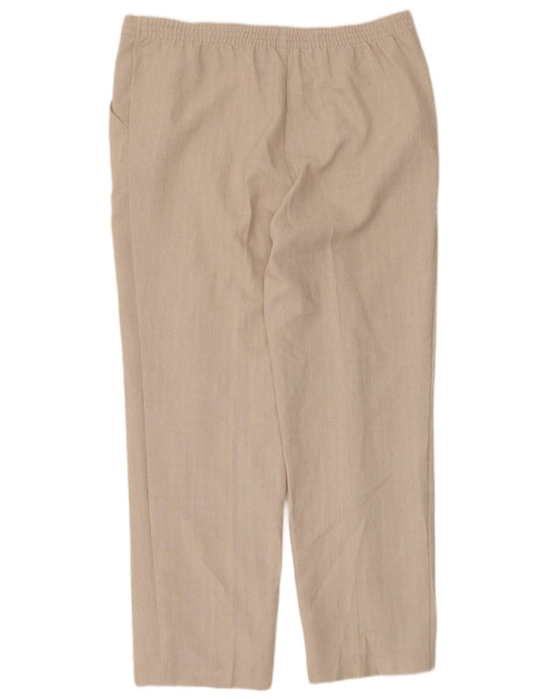Marks & Spencer Womens Straight Casual Trousers UK 14 Large W36 L28 Beige