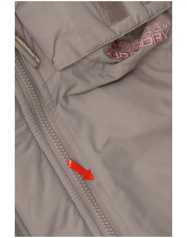 Superdry Womens Hooded Windbreaker Jacket UK 16 Large Grey Nylon