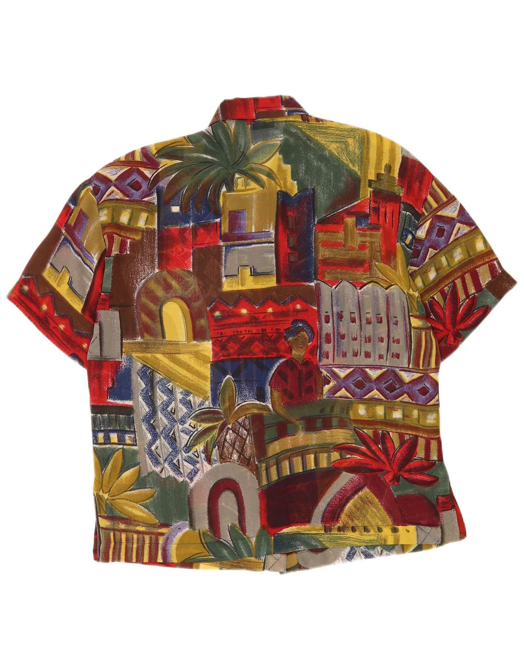 Vintage Womens Short Sleeve Shirt Blouse UK 10 Small Multicoloured