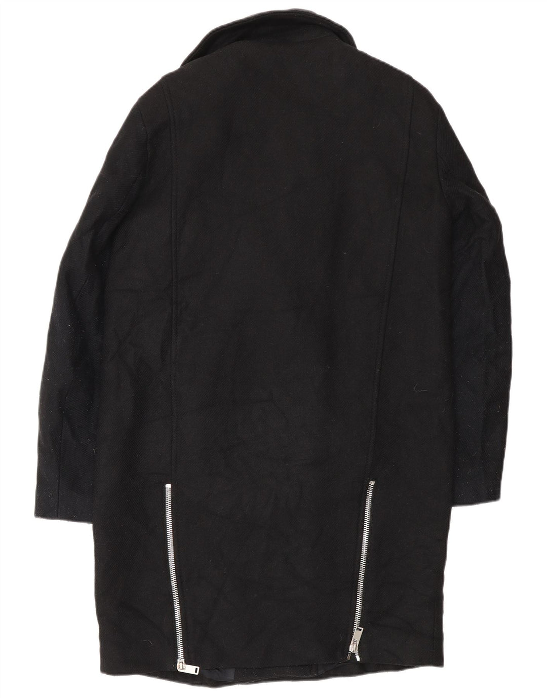 Zara Womens Overcoat UK 14 Medium Black Wool
