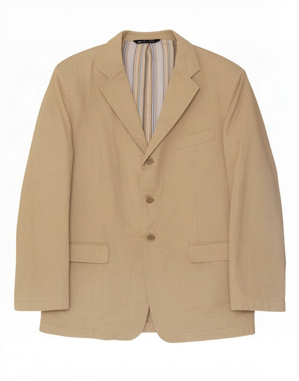 Marks & Spencer Mens 3 Button Corduroy Blazer Jacket UK 42 XL Beige Cotton
