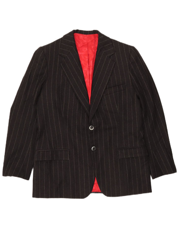 Vintage Mens 2 Button Piece Suit UK 38 Medium W30 L30 Black Pinstripe