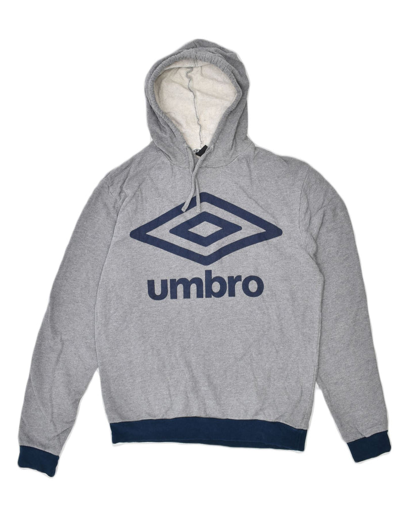 UMBRO Mens Slim Graphic Hoodie Jumper 2XL Grey Cotton | Vintage | Thrift | Second-Hand | Used Clothing | Messina Hembry 