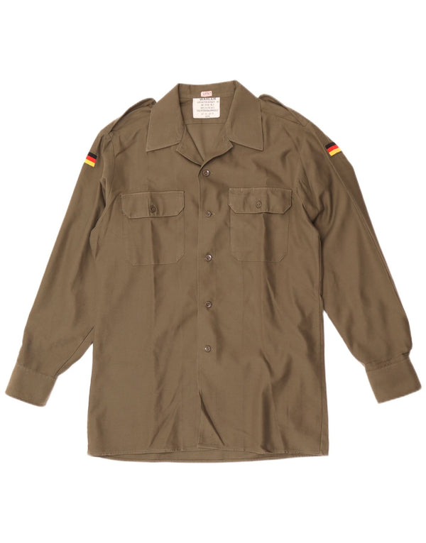 Vintage Mens Military Shirt Size 39/40 Medium Khaki Polyester