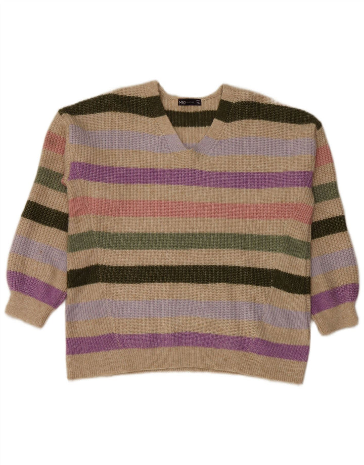Marks & Spencer Womens V-Neck Jumper Sweater UK 16 Large Multicoloured