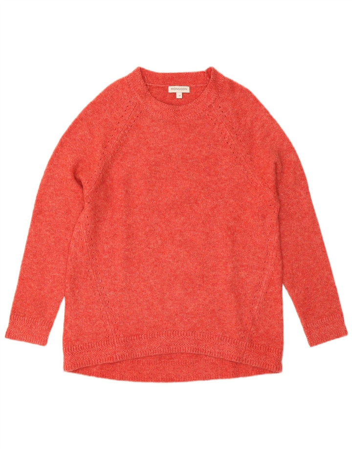 MONSOON Womens Boat Neck Jumper Sweater UK 14 Medium Red Acrylic