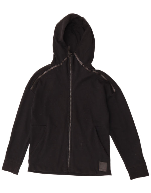 Dkny Womens Oversized Zip Hoodie Sweater UK 10 Small Black Cotton