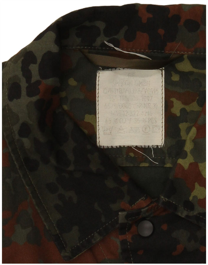 Vintage Mens Military Shirt UK 38 Medium Khaki Camouflage Cotton