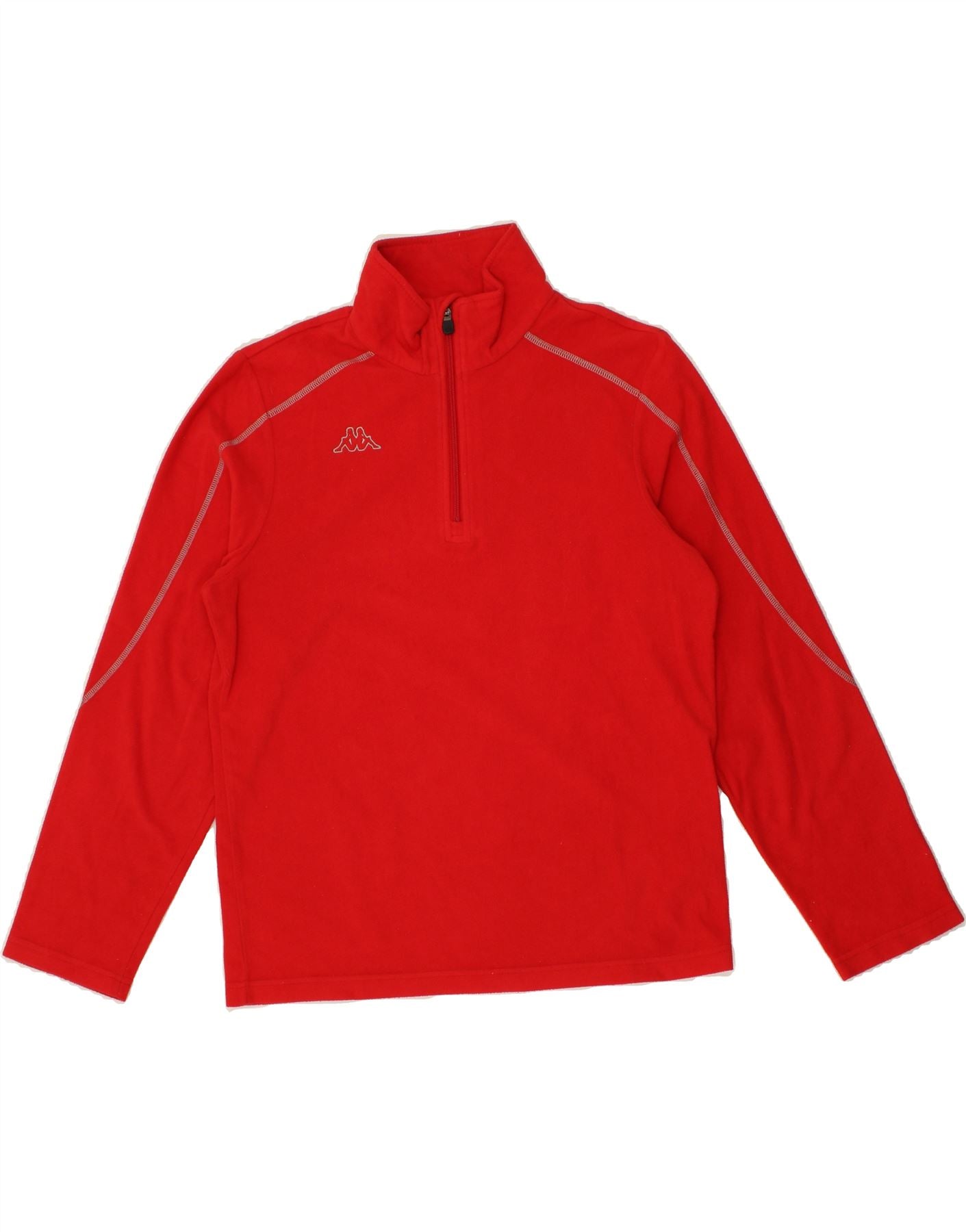 KAPPA Mens Zip Neck Fleece Jumper Medium Red Polyester Vintage