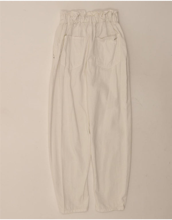 Zara Womens High Waist Tapered Cropped Trousers EU 36 XS W26 L25 White