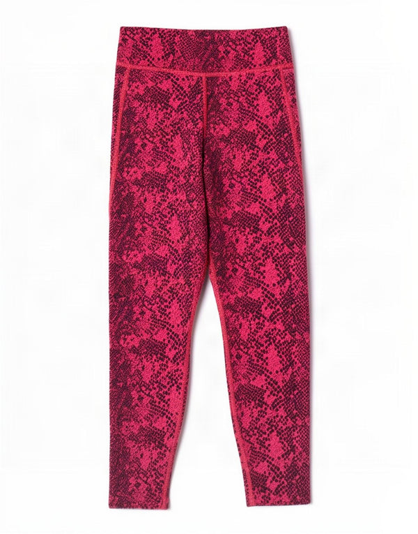 Adidas Girls Aeroready Leggings 11-12 Years Pink Animal Print Polyester