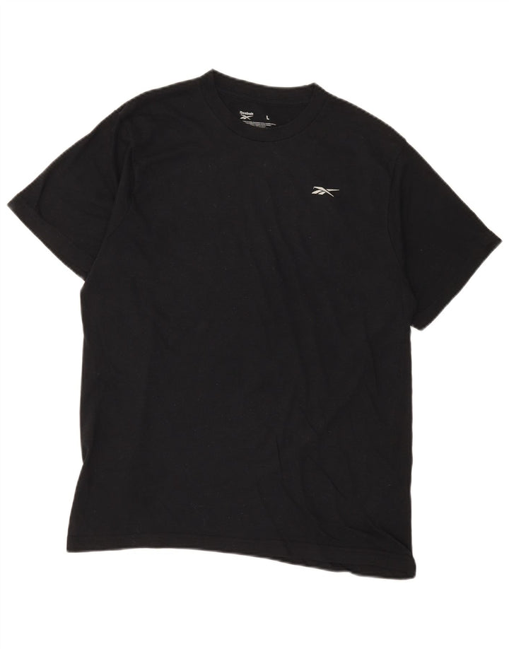 REEBOK Womens T-Shirt Top UK 16 Large Black Cotton