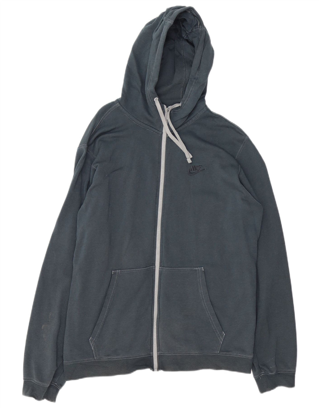 Nike Mens Zip Hoodie Sweater Large Navy Blue Cotton