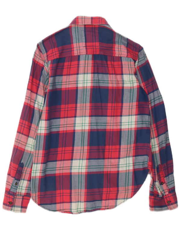 Abercrombie & Fitch Womens Oversized Flannel Shirt UK 6 XS Red Check Cotton