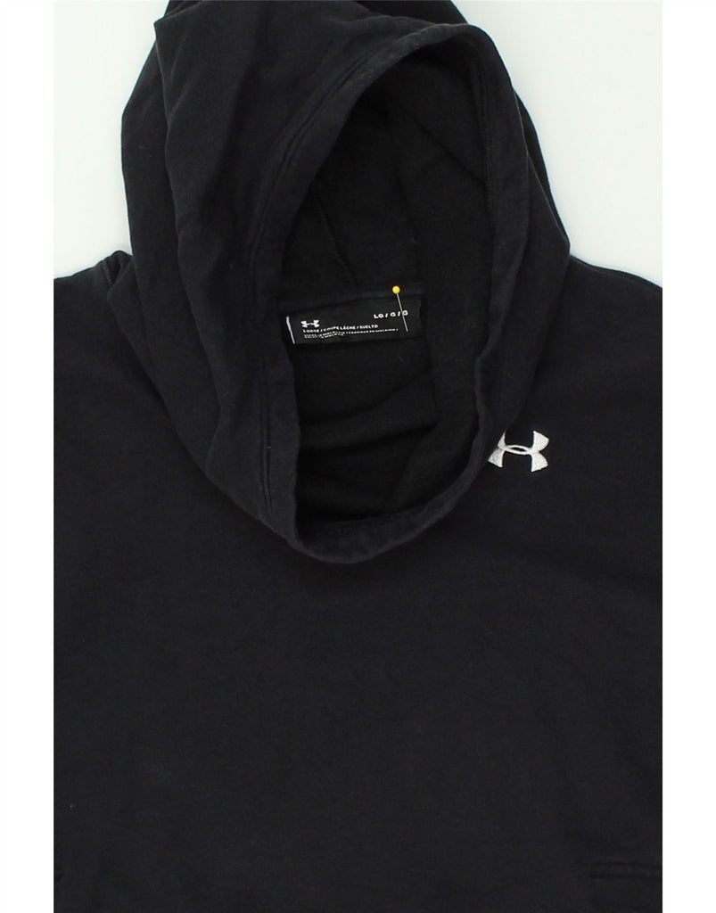 UNDER ARMOUR Womens Hoodie Jumper UK 16 Large Black Cotton | Vintage Under Armour | Thrift | Second-Hand Under Armour | Used Clothing | Messina Hembry 