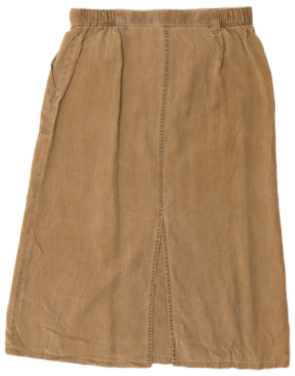 Marks & Spencer Womens High Waist Denim Skirt UK 14 Large W32 Khaki Lyocell