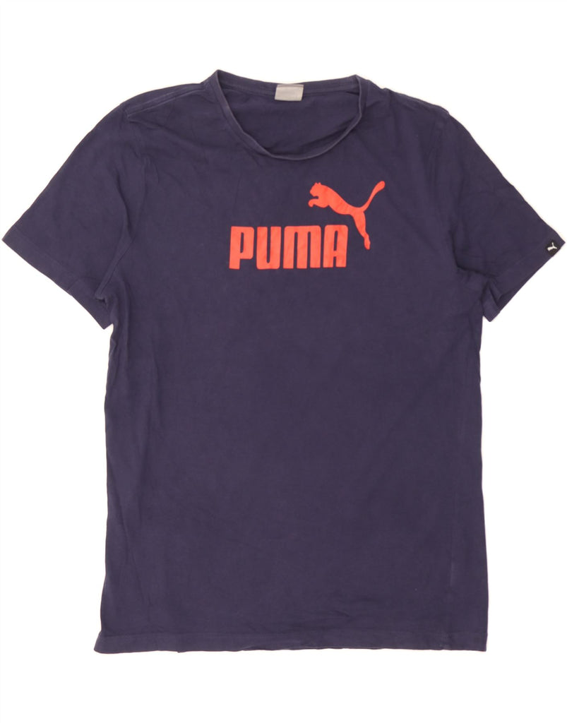 PUMA Mens Graphic T-Shirt Top Large Navy Blue Cotton Vintage Puma and Second-Hand Puma from Messina Hembry 