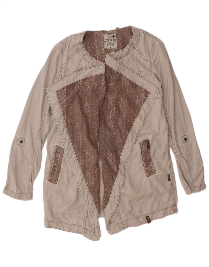 KHUJO Womens Open Blazer Jacket UK 10 Small Beige Colourblock Lyocell