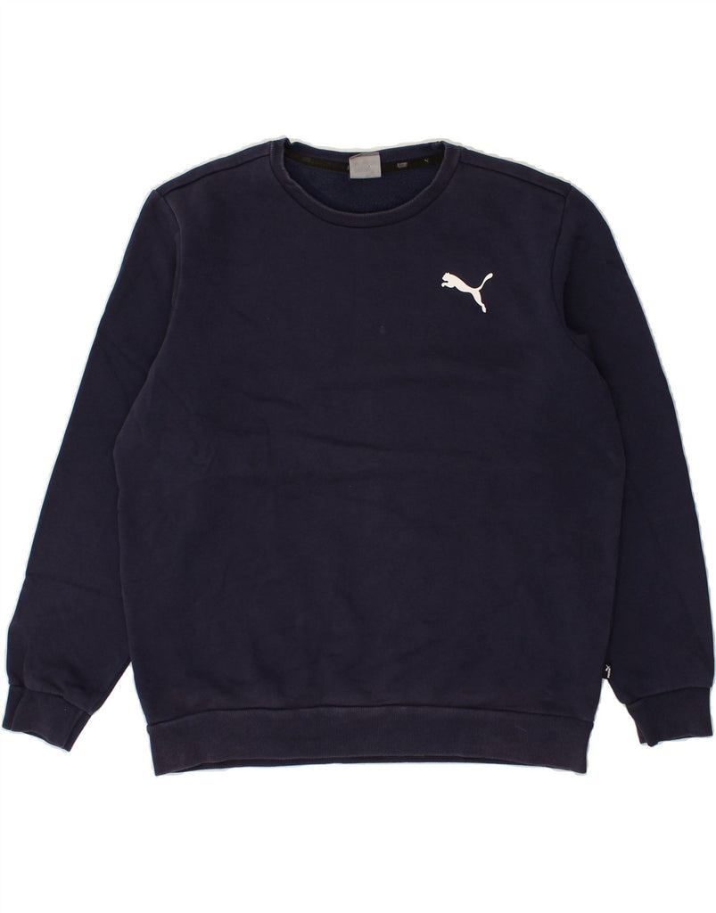 PUMA Mens Sweatshirt Jumper Large Navy Blue Cotton | Vintage Puma | Thrift | Second-Hand Puma | Used Clothing | Messina Hembry 