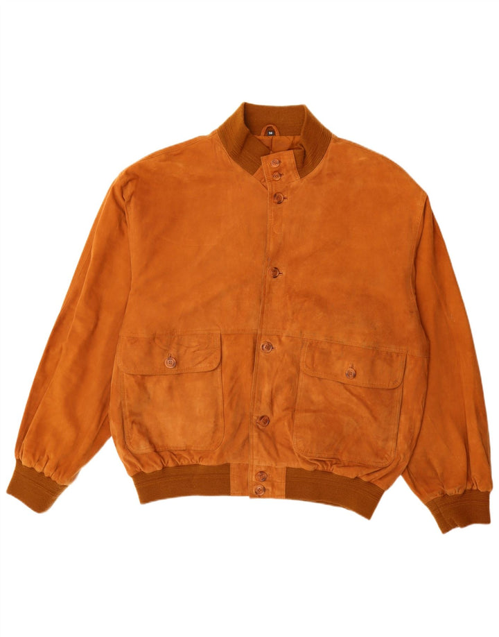 Vintage Mens Suede Bomber Jacket IT 56 3XL Brown Leather
