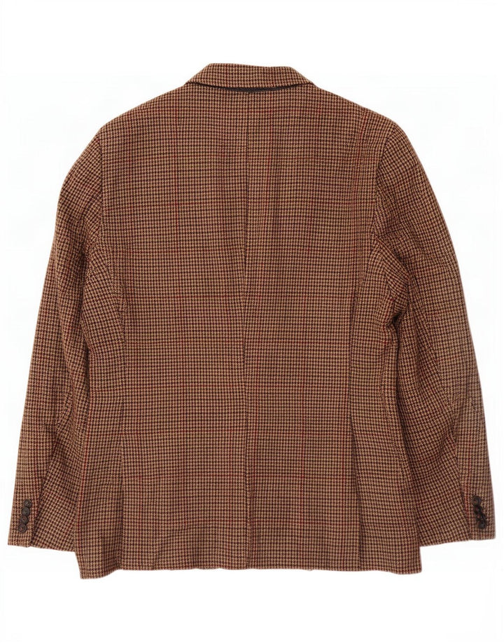 Scotch & Soda Mens 2 Button Blazer Jacket IT 52 XL Brown Houndstooth Wool