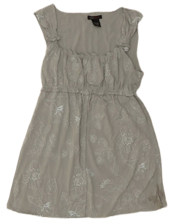 BCBGMAXAZRIA Womens Tunic Top UK 14 Large Green Floral Polyester