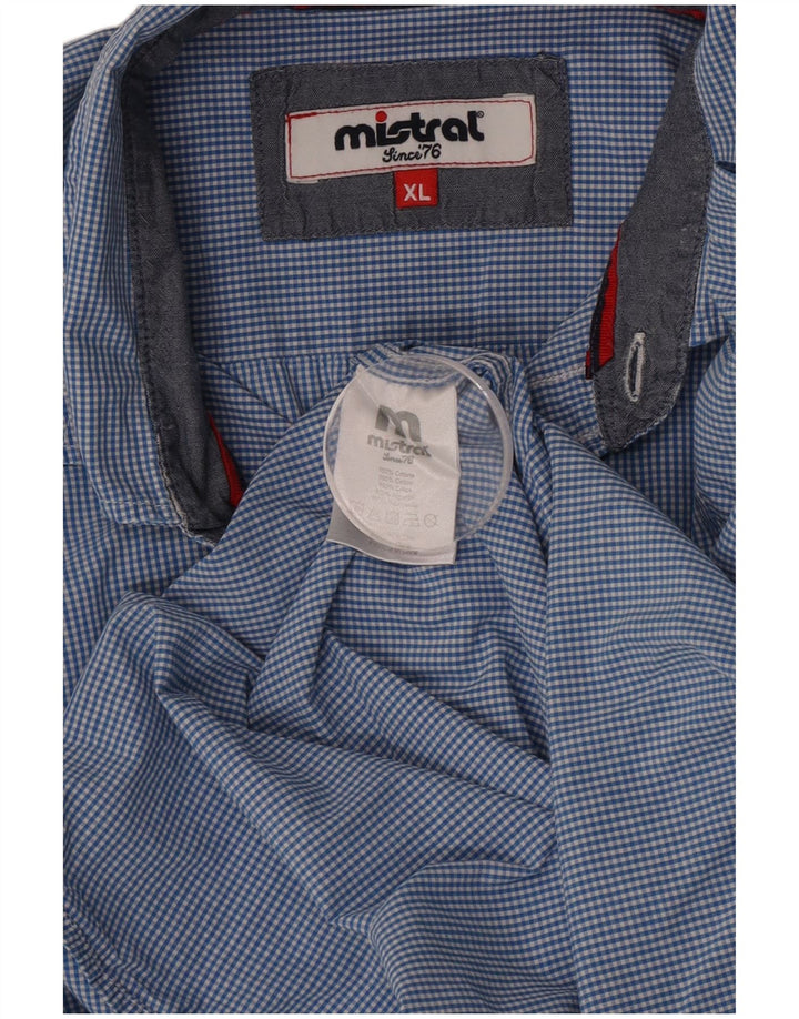 Mistral Mens Shirt XL Blue Gingham Cotton