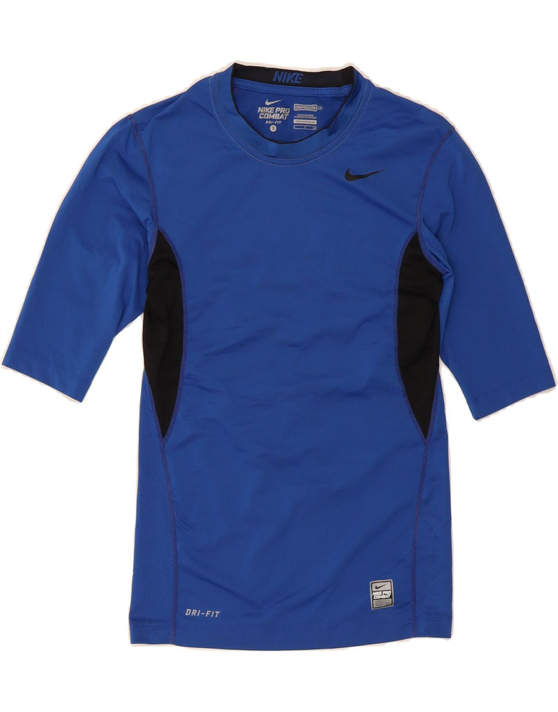 NIKE Womens Dri Fit Graphic T-Shirt Top UK 8 Small Blue Colourblock Vintage Nike and Second-Hand Nike from Messina Hembry 