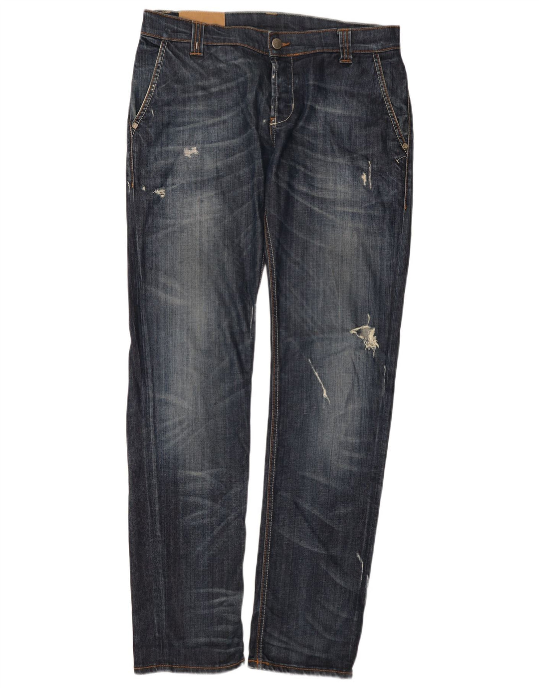 Dondup Mens Distressed Straight Jeans W34 L33 Blue