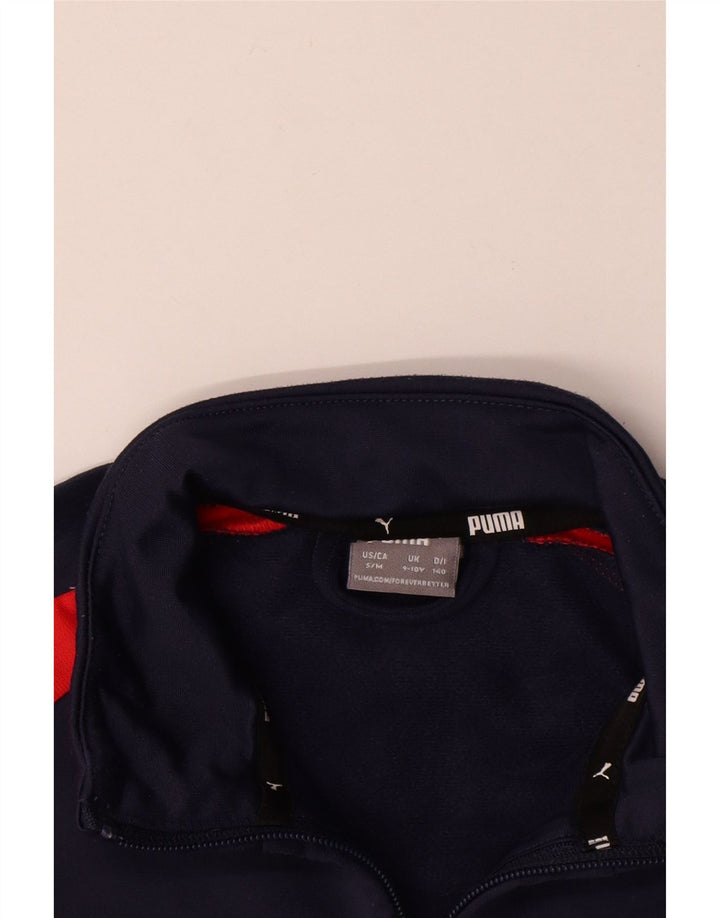 PUMA Boys Graphic Tracksuit Top Jacket 9-10 Years Navy Blue Colourblock