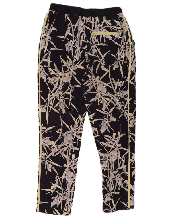Whistles Womens Slim Cropped Trousers UK 8 Small W27 L26 Navy Blue Floral