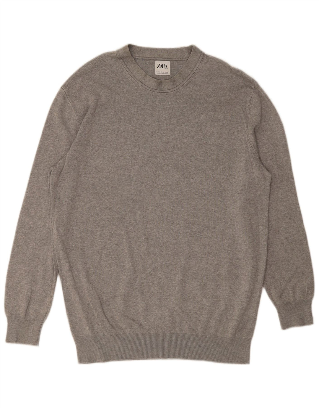 ZARA Mens Crew Neck Jumper Sweater Large Grey Viscose