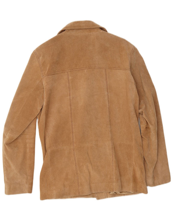 Vintage Womens Suede Jacket UK 38 Medium Beige Leather