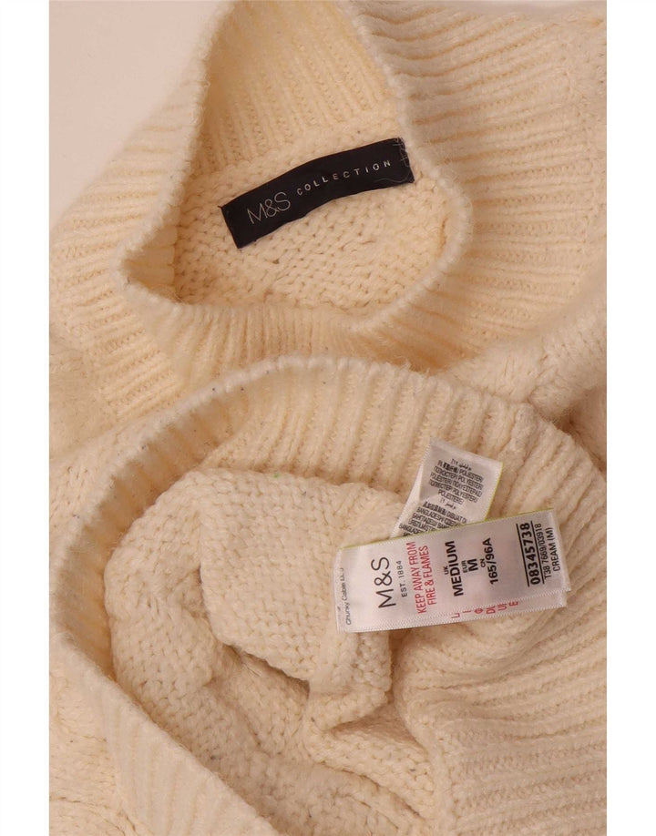 Marks & Spencer Womens Turtle Neck Jumper Sweater UK 14 Medium Beige