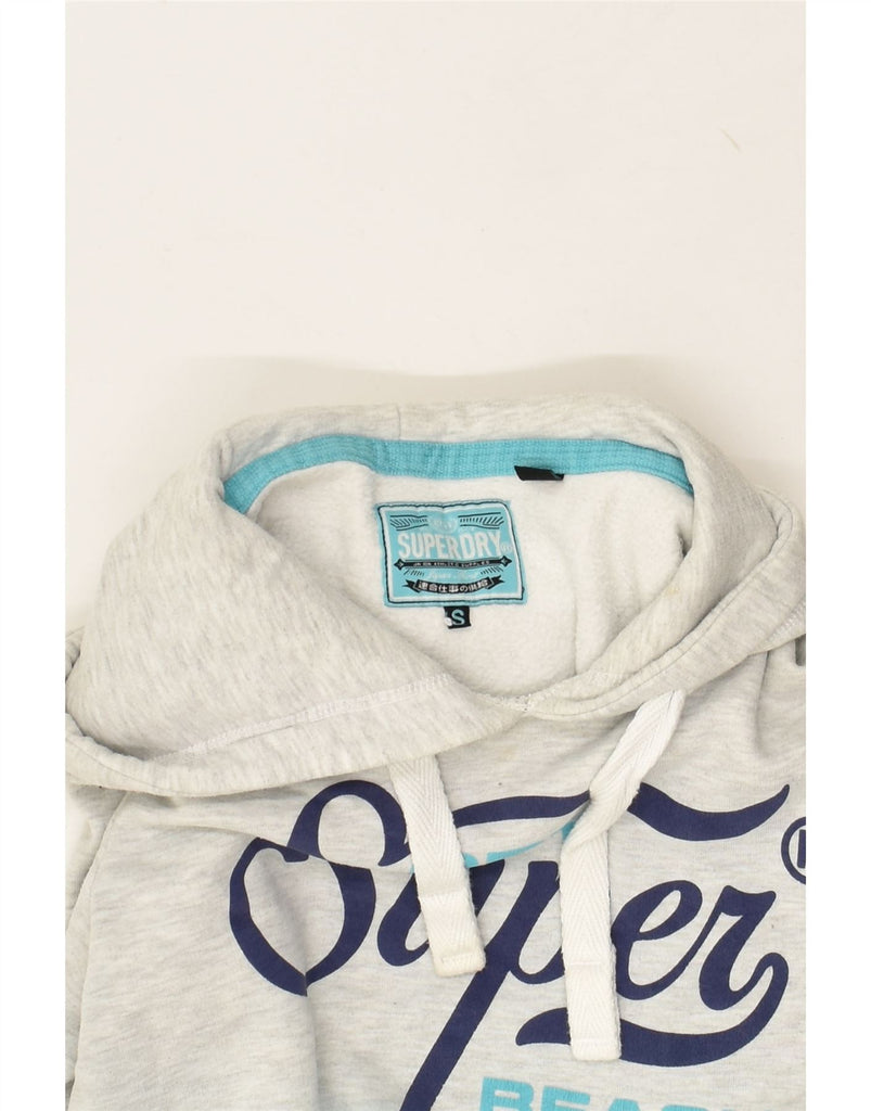 SUPERDRY Womens Graphic Hoodie Jumper UK 10 Small Grey Colourblock Cotton | Vintage Superdry | Thrift | Second-Hand Superdry | Used Clothing | Messina Hembry 