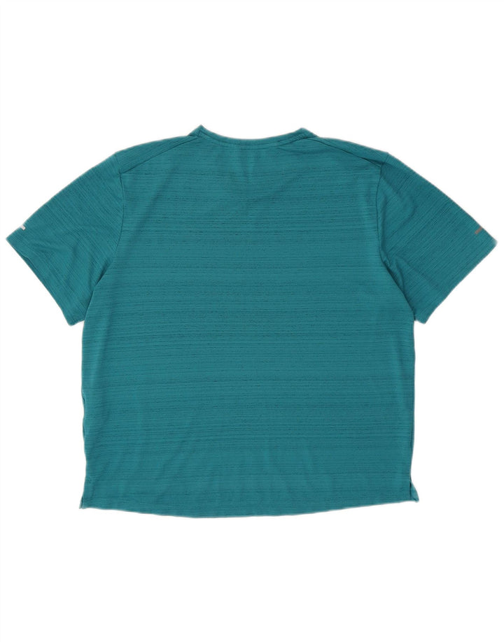 Nike Womens Dri Fit T-Shirt Top UK 14 Medium Turquoise Flecked Polyester