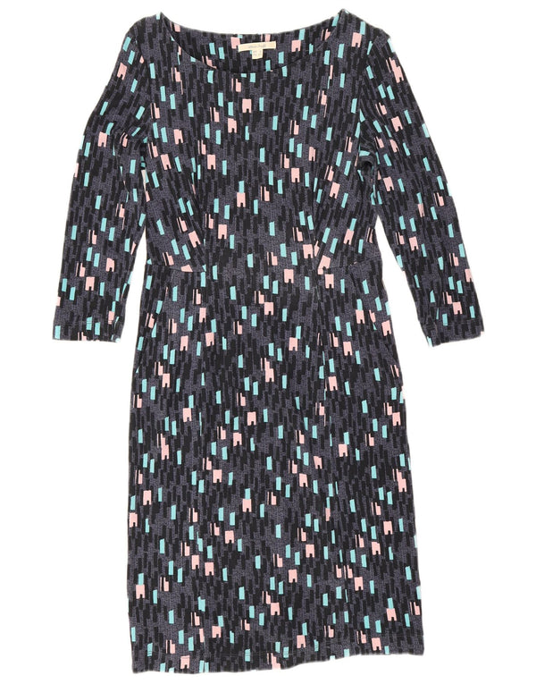 White Stuff Womens 3/4 Sleeve Sheath Dress UK 6 XS Grey Geometric Viscose
