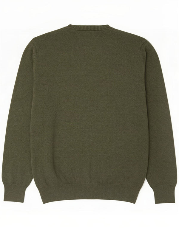 Marks & Spencer Mens V-Neck Jumper Sweater Large Green Cotton
