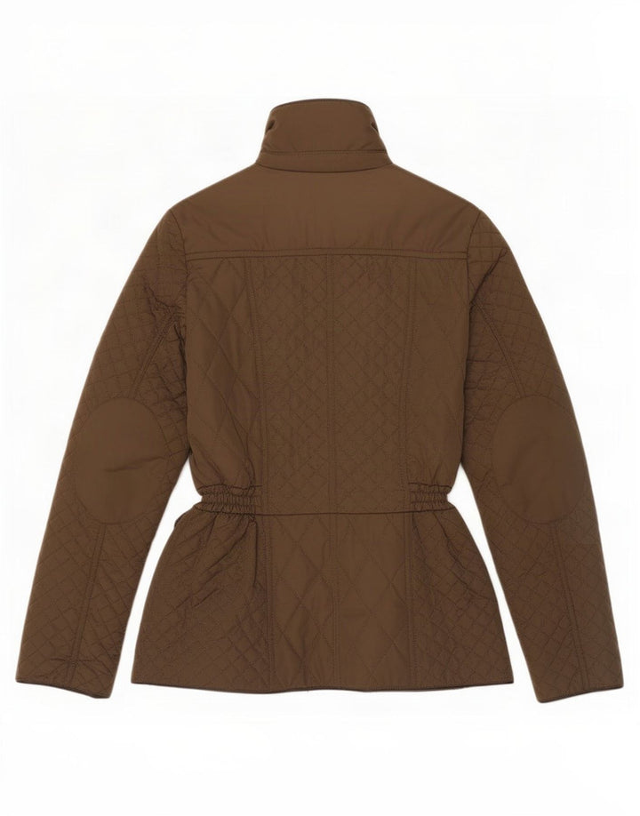 Monsoon Womens Quilted Jacket UK 12 Medium Khaki Polyester