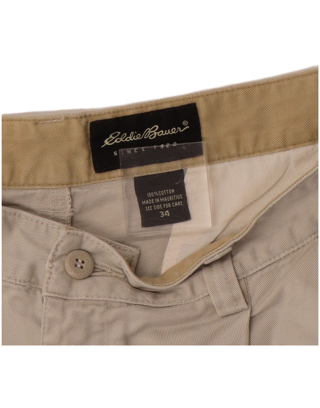 EDDIE BAUER Mens Pegged Chino Shorts W34 Large  Beige Cotton