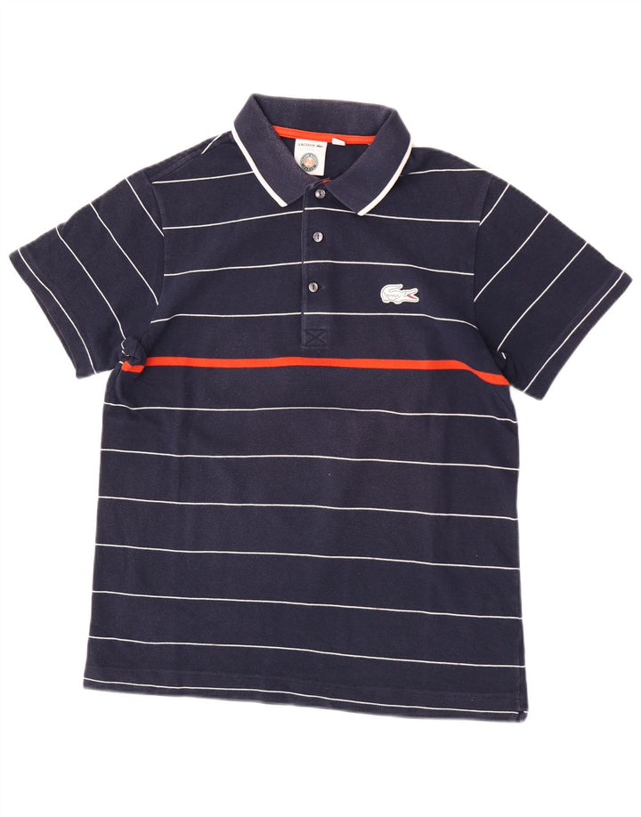 Lacoste Mens Polo Shirt Size 3 Small Navy Blue Striped Cotton